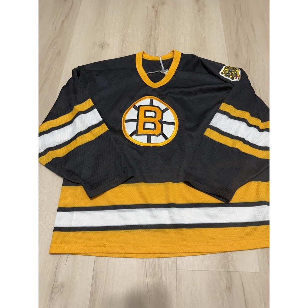 Vintage CCM Maska Blank Boston Bruins Jersey Black And Yellow NHL Men's Size XL